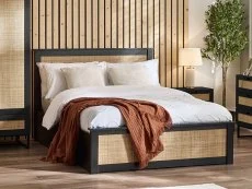 Julian Bowen Julian Bowen Padstow 5ft King Size Rattan and Black Wooden Ottoman Bed Frame