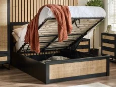 Julian Bowen Julian Bowen Padstow 4ft6 Double Rattan and Black Wooden Ottoman Bed Frame