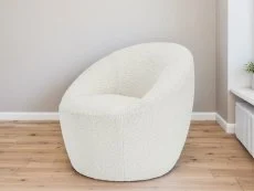 LPD LPD Cocoon White Boucle Fabric Occasional Chair