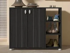 GFW GFW Bideford Black 2 Door Compact Shoe Cabinet