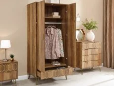 GFW Orleans Mango Effect 2 Door 1 Drawer Wardrobe