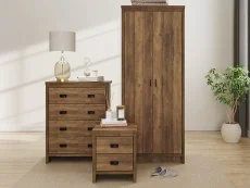 GFW GFW Boston Knotty Oak Effect 3 Piece Bedroom Set