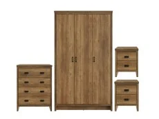 GFW GFW Boston Knotty Oak Effect 4 Piece Bedroom Set