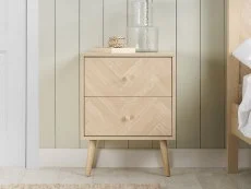 Birlea Furniture & Beds Birlea Herringford Light Oak 2 Drawer Bedside Table