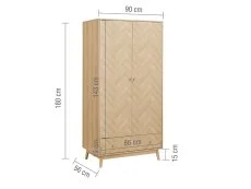 Birlea Furniture & Beds Birlea Herringford Light Oak 2 Door 1 Drawer Wardrobe