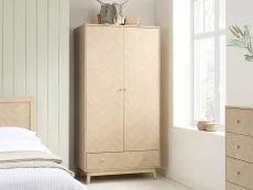 Birlea Furniture & Beds Birlea Herringford Light Oak 2 Door 1 Drawer Wardrobe