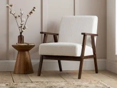 Birlea Furniture & Beds Birlea Ellwood White Boucle and Walnut Accent Chair