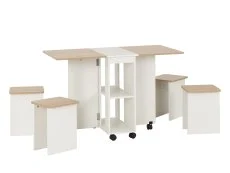 Seconique Seconique Seymore Stowaway White and Oak Dining Table and 4 Stools