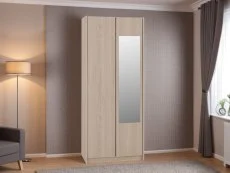 Seconique Seconique Paris Smoked Ash 2 Door Mirrored Wardrobe