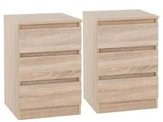 Seconique Clearance - Seconique Malvern Sonoma Oak Pair of 3 Drawer Bedside Cabinets