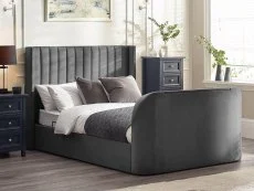 Julian Bowen Julian Bowen Clara 5ft King Size Dark Grey Fabric Ottoman TV Bed Frame