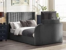 Julian Bowen Julian Bowen Clara 5ft King Size Dark Grey Fabric Ottoman TV Bed Frame