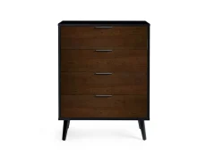 Julian Bowen Julian Bowen Alba Black and Walnut 4 Drawer Chest of Drawers