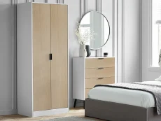 Julian Bowen Alba White and Oak 2 Door Wardrobe