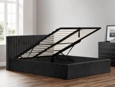 LPD Berlin 4ft6 Double Black Velvet Fabric Ottoman Bed Frame