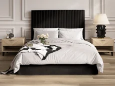 LPD LPD Berlin Tall 5ft King Size Black Velvet Fabric Ottoman Bed Frame