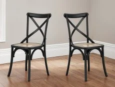 LPD LPD Fitzroy Set of 2 Rattan and Black Dining Chairs