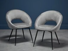 LPD LPD Lulu Set of 2 Grey Velvet Dining Chairs