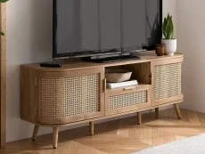 Birlea Furniture & Beds Clearance - Birlea Noah Rattan and Oak 2 Door 1 Drawer TV Cabinet