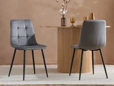 Birlea Furniture & Beds Birlea Axel Set of 2 Grey Fabric Dining Chairs