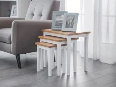 Julian Bowen Clearance - Julian Bowen Cleo White and Oak Wooden Nest of Tables