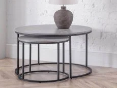 Julian Bowen Clearance - Julian Bowen Staten Concrete Effect Round Nesting Coffee Tables