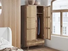 Birlea Noah Rattan and Oak 2 Door 1 Drawer Wardrobe