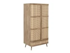 Birlea Furniture & Beds Birlea Noah Rattan and Oak 2 Door 1 Drawer Wardrobe