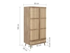 Birlea Furniture & Beds Birlea Noah Rattan and Oak 2 Door 1 Drawer Wardrobe