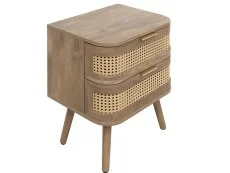 Birlea Furniture & Beds Birlea Noah Rattan and Oak 2 Drawer Bedside Table