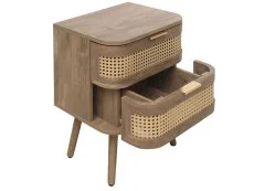 Birlea Furniture & Beds Birlea Noah Rattan and Oak 2 Drawer Bedside Table