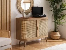 Birlea Furniture & Beds Birlea Noah Rattan and Oak 2 Door Sideboard