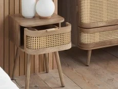 Birlea Noah Rattan and Oak 1 Drawer Bedside Table