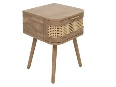 Birlea Furniture & Beds Birlea Noah Rattan and Oak 1 Drawer Bedside Table