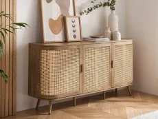 Birlea Furniture & Beds Birlea Noah Rattan and Oak 3 Door Sideboard