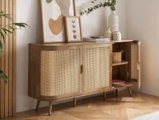 Birlea Noah Rattan and Oak 3 Door Sideboard