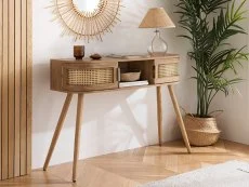 Birlea Furniture & Beds Birlea Noah Rattan and Oak 2 Door Console Table