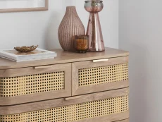 Birlea Noah Rattan and Oak 5 Drawer Chest of Drawers