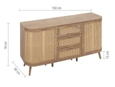 Birlea Furniture & Beds Birlea Noah Rattan and Oak 2 Door 3 Drawer Sideboard