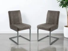 Julian Bowen Clearance - Julian Bowen Brooklyn Set of 2 Charcoal Grey Faux Suede Dining Chairs