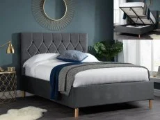 Birlea Furniture & Beds Clearance - Birlea Loxley 4ft6 Double Grey Fabric Ottoman Bed Frame