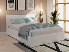 GFW Clearance - GFW Ecuador 4ft6 Double White Faux Leather Side Lift Ottoman Bed Frame