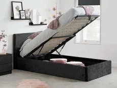 Birlea Furniture & Beds Birlea Berlin 3ft Single Black Crushed Velvet Glitz Fabric Ottoman Bed Frame