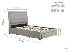 Birlea Furniture & Beds Birlea Shelby 4ft6 Double Grey Fabric 3 Drawer Bed Frame