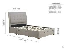 Birlea Furniture & Beds Birlea Shelby 5ft King Size Grey Fabric 3 Drawer Bed Frame