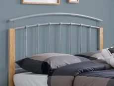 Birlea Furniture & Beds Birlea Tetras 4ft Small Double Silver and Beech Metal Bed Frame