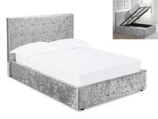 LPD LPD Rimini 5ft King Size Silver Crushed Velvet Glitz Fabric Ottoman Bed Frame