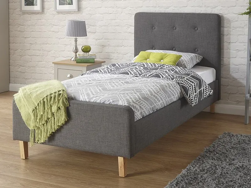 Photos - Bed GFW Ashbourne 3ft Single Grey Fabric  Frame 3ftsinglebedframes