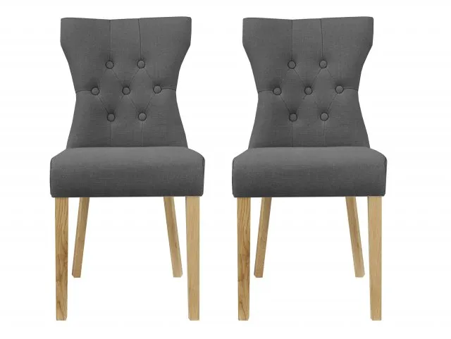 Photos - Chair LPD Naples Set of 2 Steel Grey Velvet Fabric Dining  diningchairs 