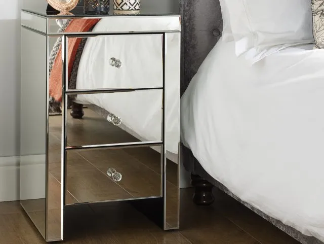 Photos - Storage Сabinet Birlea Seville Mirrored 3 Drawer Bedside Table Assembled bedsidetables&cab